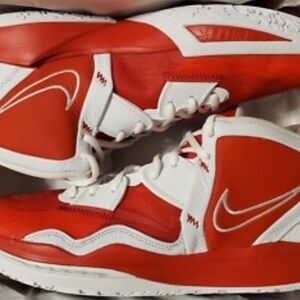 Red and White High-Top Sneakers